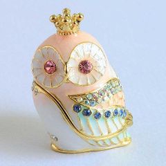 Piearthピィアース クラウン フクロウ ジュエリーボックス ブルー