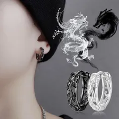 【普通郵便発送】 ピアス ドラゴン 龍 竜 両耳用 シルバーorブラック アクセサリー