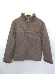 ■ ⊇ FILA フィラ 裏地フェイクファー スウェード調 長袖 ジャケット ブルゾン サイズM ブラウン メンズ E  【1506250009552】