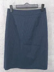 ◇ THE SUIT COMPANY she ザ スーツ カンパニー ストライプ 膝丈 タイト スカート サイズ38 ネイビー *  【1002800913220】