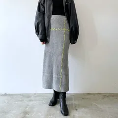 【セットアップ可】メロウ配色ニットスカート
