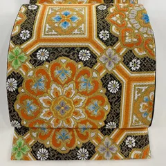 501my5◇川島織物 最高級 加良錦 プラチナ 横段 全通 本袋帯◇美品