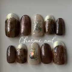 サイズオーダーネイルチップ　ニュアンスネイル　大人可愛いネイル　フレンチネイル　綺麗目ネイル　綺麗目ニュアンスネイル　ミラーネイル　MOMOデザイン　パールネイル　キラキラネイル