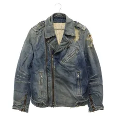 BALMAIN (バルマン) 16SS ヴィンテージ加工 ダブルライダースジャケット インディゴ 6HT245D428Dのサムネイル