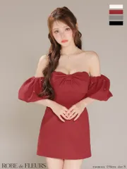 レッド fm4700 [FM4700-R-2510]【ROBE de FLEURS/ローブドフルール】オフショルダー/ ビックリボン/ セットアップ/ タイト/ ミニドレス/ キャバドレス