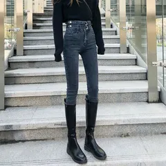 デニムパンツ レディース  レディース ハイウエスト スキニーパンツ 細身 ボトムス ストレッチ ジーパン 着やせ 韓国風 美脚見せスキニージーンズ 無地 ロングパンツ スリムフィット　ハイウエストデニムパンツ