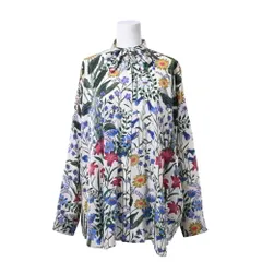 グッチ♡華やかフローラル フリルシルクシャツ - メルカリ