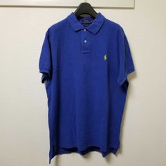 ポロ ラルフローレン Polo Ralph Lauren CUSTOM FIT カスタムフィット ポロシャツ ワンポイントライムグリーン刺繍 XL 青 ブルー 03H1313