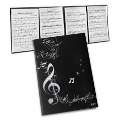 【特売】楽譜ファイル 4面 6枚収納可 A4サイズ 書き込みできる 反射しない 4ページ展開 譜面 作曲 レッスン ファイル カバー ピアノ 電子ピアノ アクセサリー 2色 (ブラック)