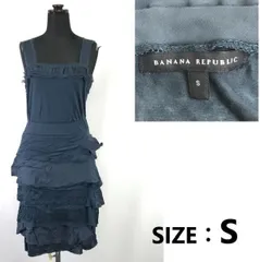 バナナリパブリック/banana republic★シルク使用/ノースリーブ/ドレスワンピース【レディースS/紺/navy blue】フリル/Tops/Shirts◆sBH945<sale>