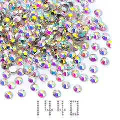 aninako ネイルラインストーン ネイルアートパーツ ラインストーン 1440個 ラウンド樹脂クリスタル キラキラ 宝石 DIY ネイルを飾て 手芸パーツ 大容量セット (ミックスラインストーン [ABカラーダイヤモンド］) 1