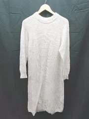 ◇ earth music&ecology ニット クルーネック バックスリット 長袖 ロング ワンピース サイズF ホワイト レディース E  【1303160009890】