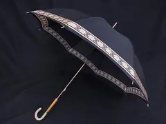 CELINE　セリーヌ　長傘　トリオンフ　マカダム柄　ネイビー　ゴールド CELINE - セリーヌ CELINE 折りたたみ日傘 黒 マカダム柄