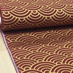 約110×50cm　和柄 青海波 金彩  H6833-1C エンジ　生地 布地 布 ハンドメイド