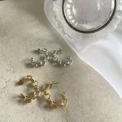 ピアス デザインピアス フープピアス チェーン 両耳用 シンプル 大ぶり 大きめ チタンポスト 合金 カジュアル スーツ レディース ジュエリー 大人 大人かわいい 韓国アクセサリー 326p シースキー【seasukii】