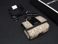 ■新品■未使用■ MMICHAEL KORS マイケルコース MK柄 PVC AirPodsケース エアポッズケース キーホルダー ベージュ系×ブラック系 BG6632
