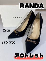 AZ164 RANDA ランダ パンプス ストレスフリー/ソフト べっ甲パーツポインテッドトゥパンプス レディース ブラック 22cm DP10537Y