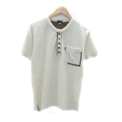 エドウィン EDWIN Tシャツ カットソー ヘンリーネック 半袖 ストライプ柄 M アイボリー /HO16