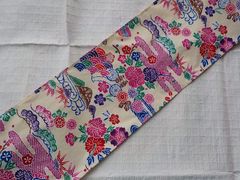 ☆ふんどし☆ベージュに琉球紅型模様プリントの六尺褌１８ｃｍ巾×２８０ｃｍ「褌工房さっぽろ」