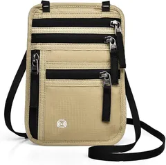 ａｄｚｕ パスポートケース 首下げ スキミング防止 セキュリティポーチ passport case シークレットポーチ 首掛け 海外旅行 薄型(サンドベージュ)