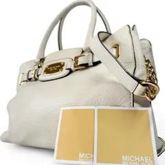 【美品】MICHAEL KORS マイケルコース レザー 本革 2way ショルダーバッグ トートバッグ かばん 鞄 A4 大容量 ゴールドチェーン 斜め掛け お食事会 高品質 多様 オフホワイト