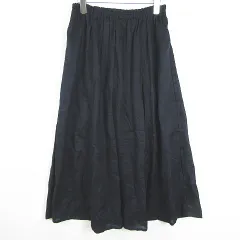 無印良品 良品計画 フレア ロング スカート 麻 S ネイビー kz12146