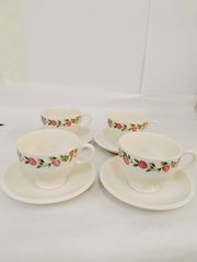 WEDGWOOD ロザリンド カップアンドソーサー 4客 白磁 バラ柄 ウェッジウッド ROSALIND
