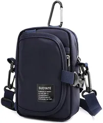 FUPUTWO スマホポーチ メンズ 防水 カラビナ ショルダー ベルトケース ガジェットポーチ( ネイビー)