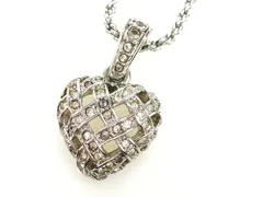 スワロフスキー　SWAROVSKI　クリスタル　メッシュハート　スクリューチェーン　ネックレス　シルバーカラー　送料無料