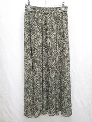 ◇ ⊂ apart by アパートバイ 総柄 ロング丈 フレア スカート サイズF カーキ ブラック レディース P  【1409090039775】