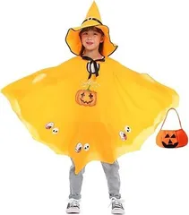 [Ansimple] ハロウィン コスチューム 3点セット マント 帽子 カボチャ袋 魔女 悪魔 ウィッチ 巫女 幽霊 かぼちゃ 子供 キッズ 男女兼用 人気 コスプレ イベント パーティー 仮装 発表会 演出