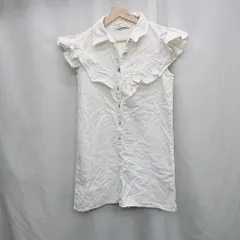 ◇ ⊂ ZARA ザラ デニム生地 ミニ丈 ワンピース サイズUSA M ホワイト レディース E  【1505220009875】