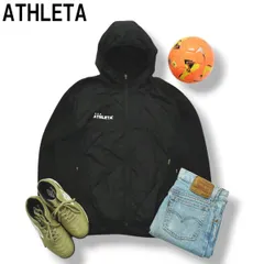【定番】 アスレタ ATHLETA フーデット キルティング ジャケット ラグランスリーブ 中綿 M ブラック サッカー フットサル スポーツ ウェア メンズ