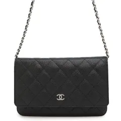 シャネル チェーンウォレット クラシック マトラッセ ココマーク キャビアスキン AP0250 CHANEL 財布 黒