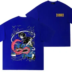 メンズTシャツ HUNTER×HUNTER ハンターハンター 幻影旅団シズクプリントTシャツ オーバーサイズ ロイヤルブルー