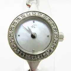 4℃ ヨンドシー クォーツ ブレスレット型 腕時計 ウォッチ ラウンド 白文字盤 チェーン シルバー レディース LS005-0806⑤