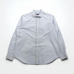 BURBERRY ワイドカラー ストライプ ドレスシャツ XL ブルー ホワイト コットン
