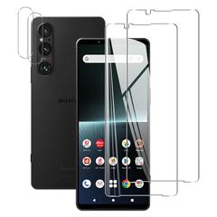 Xperia 1 V ガラスフィルム【2枚入り 国産旭硝子素材】対応 Xperia 1 V SO-51D/SOG10/XQ-DQ44 フィルム（2枚入）+レンズ保護フィルム（2枚入）エクスペリア1 V 保護フィルム さらさら 液晶 ガラス 極薄 厚さ0.2 0