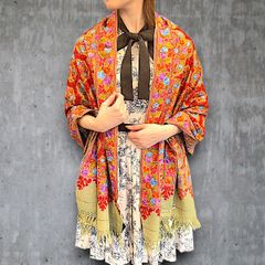 T06/093 GUCCI グッチ フリンジ シルクスカーフストールショール花柄 T06/093 GUCCI グッチ フリンジ シルクスカーフストールショール花柄