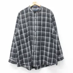 XL/古着 バンヒューセン 長袖 シャツ メンズ 90s 大きいサイズ ノーカラー 黒他 ブラック チェック 25oct17 中古 トップス