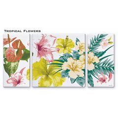 アートパネル TROPICAL FLOWERS トロピカルフラワーズ 3枚セット イラスト アートフレーム 壁飾り インテリア アートパネル 絵画 インテリア 壁掛け 額入り 額装込 リビング 玄関 額 プレゼント 額絵 ギフト ポスター 額入り 油絵