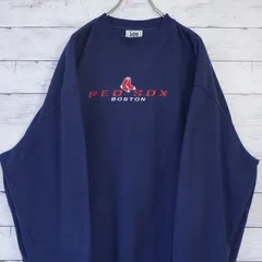 90s Lee リー MLB メジャーリーグ ベースボール BOSTON RED SOX ボストンレッドソックス チーム刺繍ロゴ プルオーバー フリース スウェット メンズ XL ネイビー 紺 navy カナダ製 20202597