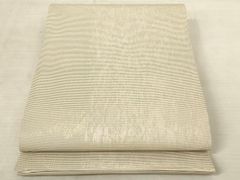 K中古美品 都手織八寸帯 夏物 波模様 ベージュ□N80520-29 - メルカリ