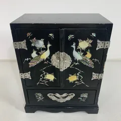 韓国美術 螺鈿細工 漆 /李朝膳 小盤 海州盤ローテーブル：花鳥