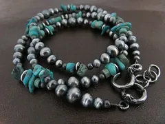 インディアンジュエリー ビーズ ネックレス ナバホパール シルバー925 ターコイズ タンブル incainca-tq-tanble