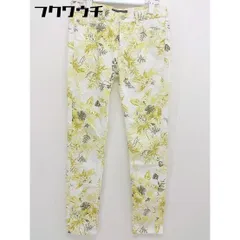 ◇ MACPHEE マカフィー TOMORROWLAND 花柄 ストレッチ パンツ サイズ34 ホワイト イエロー レディース  【中古】 【1112030003841】