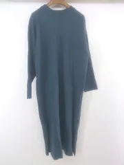 ◇ LOWRYS FARM ローリーズファーム サイドスリット 長袖 膝下丈 ニットワンピース サイズF ブルーグレー系 レディース P  【1302170002433】