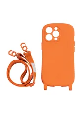 iFace Hang and iPhone 13 Pro ケース シリコンハード/ショルダーストラップ セット (オレンジ) 【アイフェイス アイフォン13プロ 用 カバー ショルダー 】 [オレンジ] [iPhone 13 Pro]