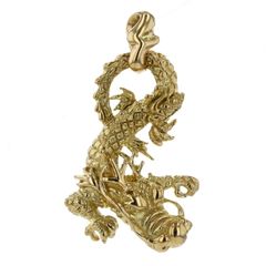K18YG イエローゴールド ネックレストップ ペンダント 龍 ドラゴン モチーフ デザイン 貴金属【新品仕上済】【zz】【中古】