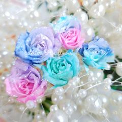 マイクロローズ*.❁5輪　アクア　プリザーブドフラワー　花材